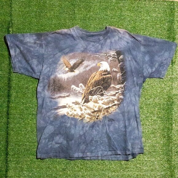 VINTAGE 1999 THE MOUNTAIN MENS T SHIRT SOARING BALD EAGLES BLUE TIE DYE SIZE XXL - Picture 3 of 5